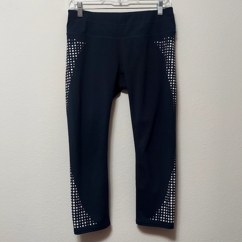Athleta Navy Blue Gel Dot Sonar Capri Leggings Size Medium